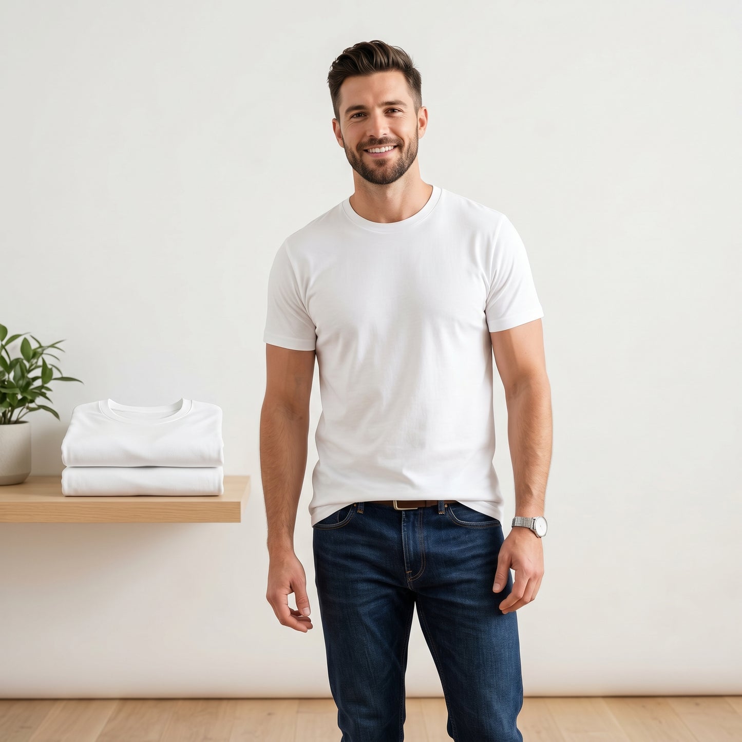 Classic Men's Crew Neck T-Shirt | Premium Cotton Tee | WearVibe Studio Art